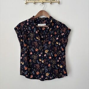 Salt Water Luxe Floral Shirt Small Button Down Black Orange